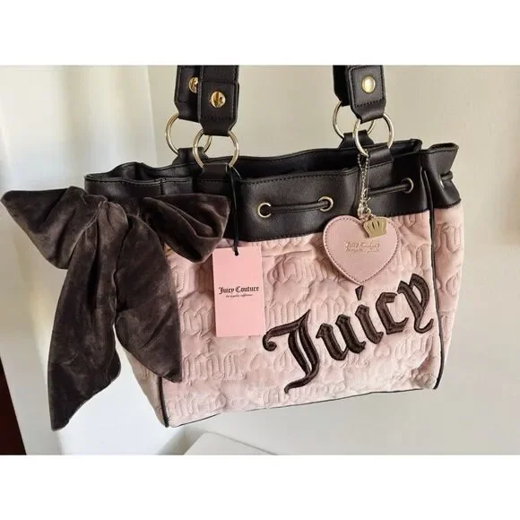Juicy Couture Vintage Dreams Tote Bag Daydreamer Blush Pink Brown Shoulder NWT - Picture 4 of 10